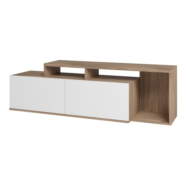 Rack Modular Para Tv 50' Con Puertas Y Nicho Estilo Nordico Eames Color Blanco - Imagen 2