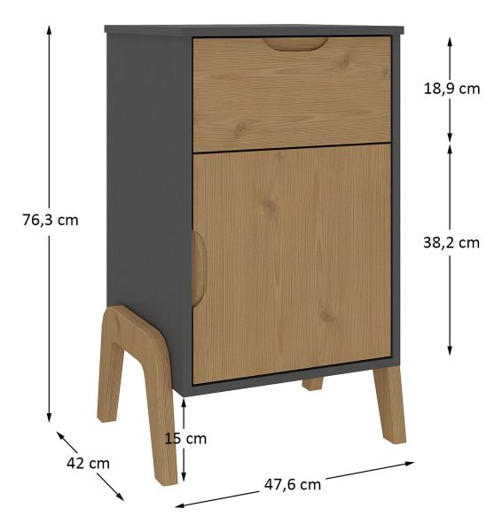 Mesa De Luz Dormitorio 1 Cajón 1 Puerta Cabecera Sommier - Imagen 3