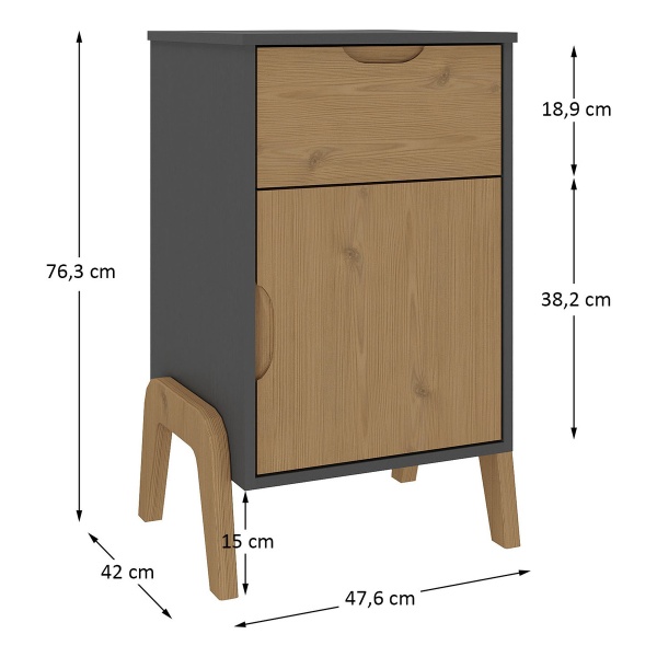 Mesa De Luz Dormitorio 1 Cajón 1 Puerta Cabecera Sommier - Imagen 3