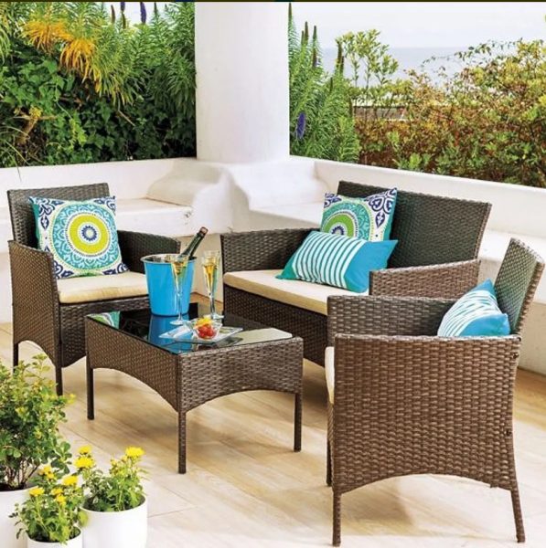 Juego De Jardín Rattán Mesa + Sillón 2 Butacas + Sombrilla - Imagen 4