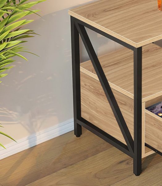 Mesa De Luz Estilo Industrial Cajon Estante - Muebles Web - Imagen 3