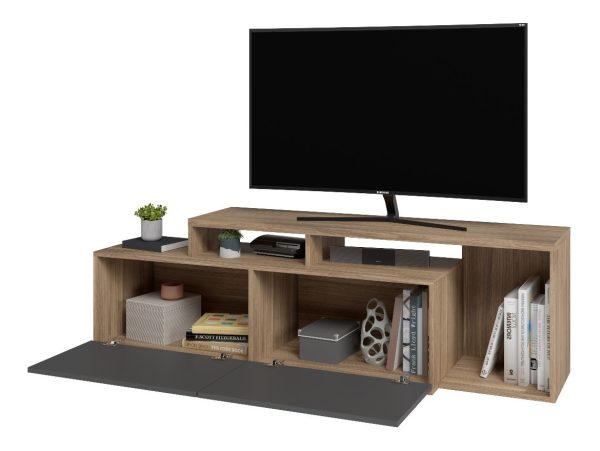 Rack Modular P/tv 50' C/puertas Y Nicho Estilo Nordico/eames Color Negro - Imagen 2