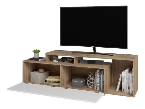 Rack Modular Para Tv 50' Con Puertas Y Nicho Estilo Nordico Eames Color Blanco - Imagen 3