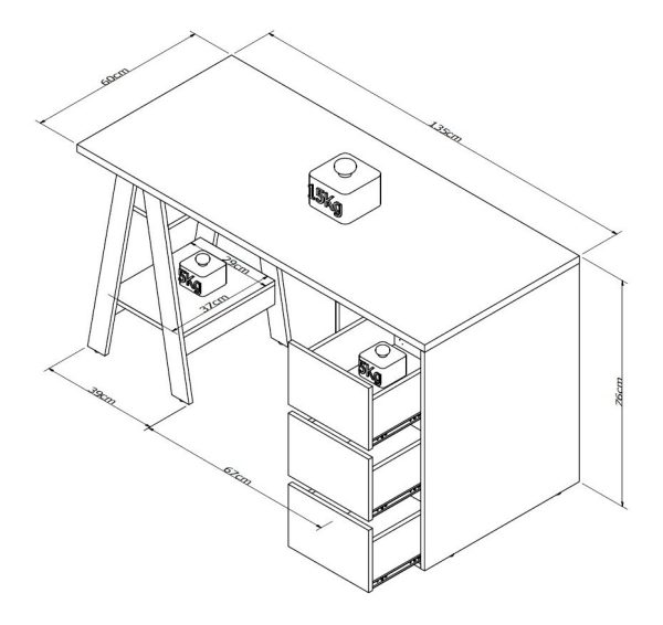 Escritorio Appunto Self Con Cajones Mdp De 135cm X 76cm X 60cm Castaño Y Blanco Mate - Imagen 2