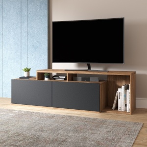 Rack Modular P/tv 50' C/puertas Y Nicho Estilo Nordico/eames Color Negro