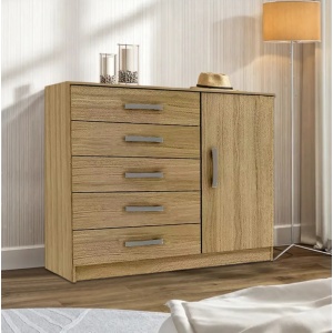 Comoda Cajonera 5 Cajones 1 Puerta Dormitorio Guardarropa