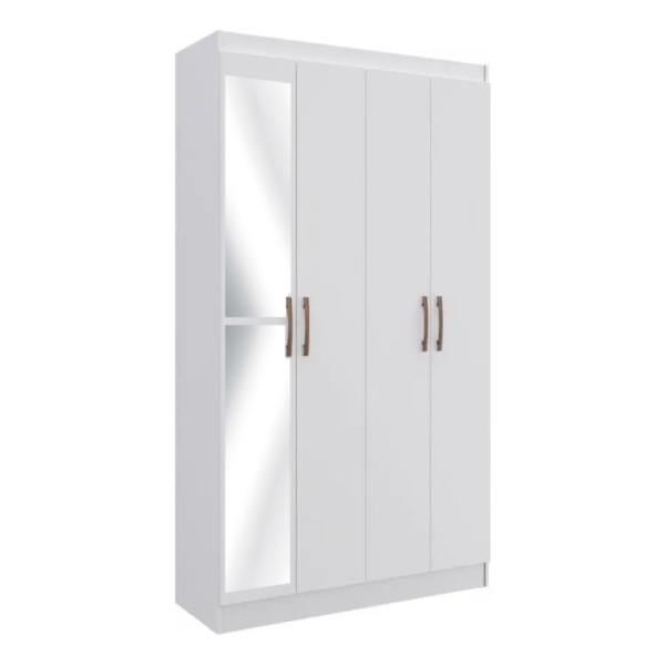 Ropero Espejo 4 Puertas Estantes Placard Armario Multiuso