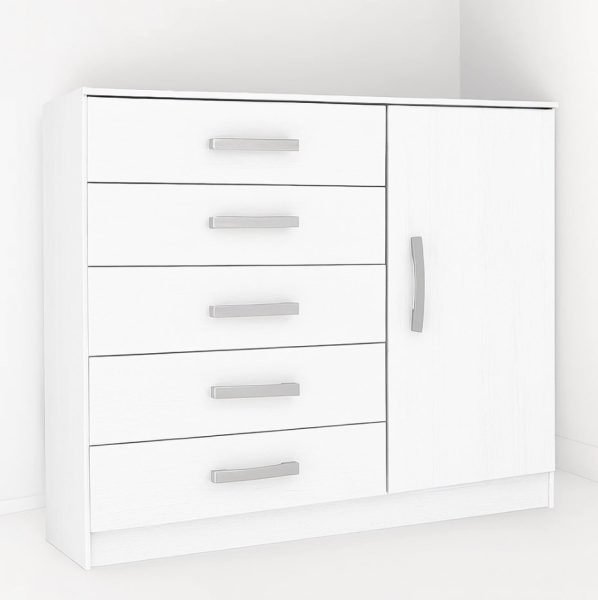 Comoda Cajonera 5 Cajones 1 Puerta Dormitorio Guardarropa - Imagen 2