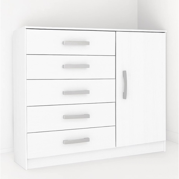 Comoda Cajonera 5 Cajones 1 Puerta Dormitorio Guardarropa - Imagen 2