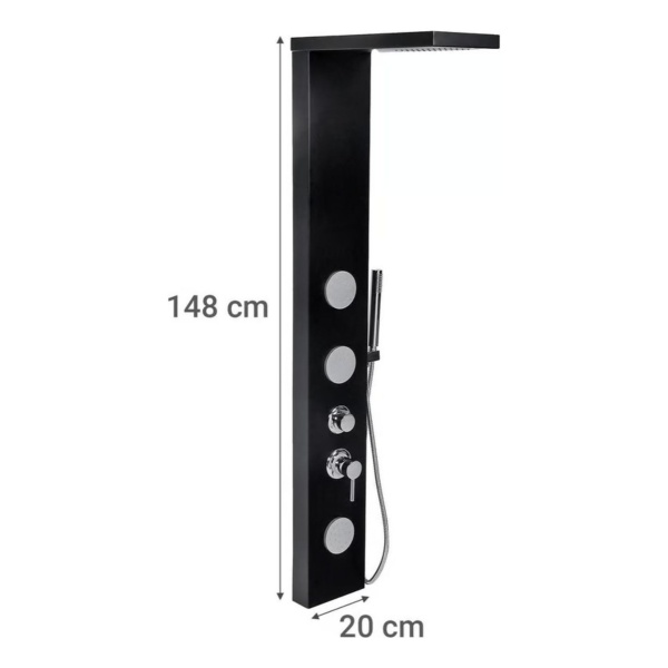 Columna De Ducha Aluminio Negro 2 Jets Sensi D Acqua - Imagen 6