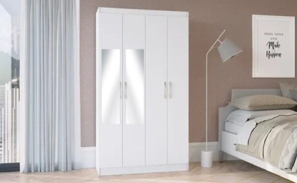 Ropero Espejo 4 Puertas Estantes Placard Armario Multiuso - Imagen 2