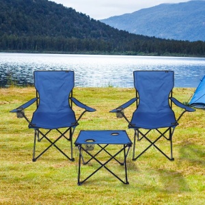 Juego 2 Sillas Plegables P/camping C/posa Vaso Y Mesa