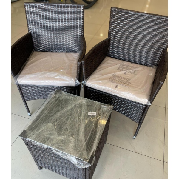 Juego De Jardin Rattan 2 Sillas Y Mesa Exterior Patio - Mweb - Imagen 3