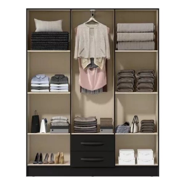 Ropero - Milenio - 6 Puertas - 9 Estantes - 2 Cajones - Color: Negro - Imagen 3