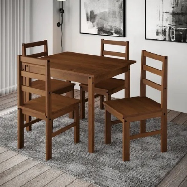 Juego De Comedor 4 Sillas De Madera - La Tentación Color Cera - Imagen 4