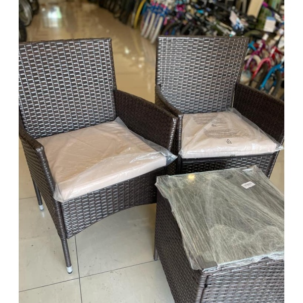 Juego De Jardin Rattan 2 Sillas Y Mesa Exterior Patio - Mweb - Imagen 4