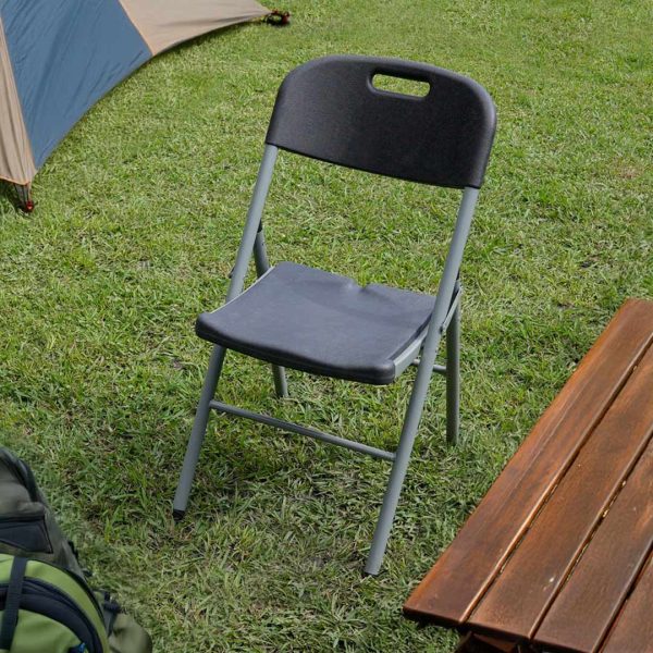 Silla Plegable Plastico Metal Color Negro Lh-4268 - Imagen 4