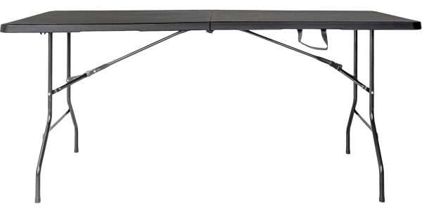 Mesa Plegable 1.80m Portafolio Jardin Exterior Camping Color Negro - Imagen 5