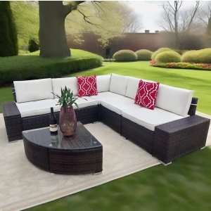 Set Juego Jardin Esquinero Exterior Patio Sillon Sofa + Mesa