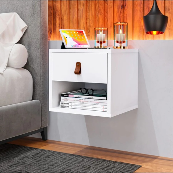 Mesa De Luz Flotante Dormitorio Con Cajón - Muebles Web