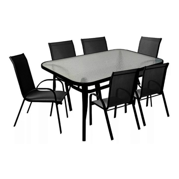 Silla Con Posabrazos De Jardin En Hierro Y Textilina Color Negro - Imagen 3