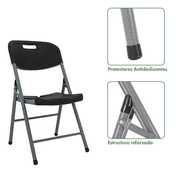 Silla De Jardin Paris Plastica Plegable X6 Garden Life Negro París - Imagen 3
