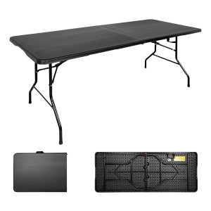 Mesa Plegable 1.80m Portafolio Jardin Exterior Camping Color Negro