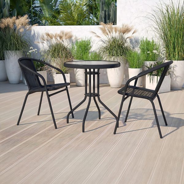 Juego De Jardin Patio Exterior Mesa Sillas Living Rattan Estructura Negro - Imagen 4