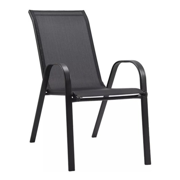 Silla Con Posabrazos De Jardin En Hierro Y Textilina Color Negro - Imagen 2