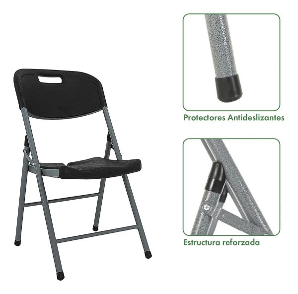 Silla De Jardin Paris Plegable Negra Catering Portable Garden Life - Imagen 4