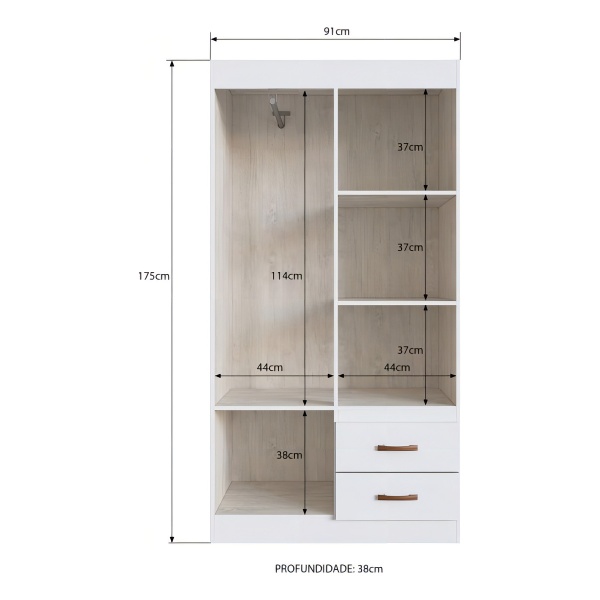 Ropero Muebles Web Rosario Color Nogueira/off White De Mdp Con 4 Puertas Batientes - Imagen 3