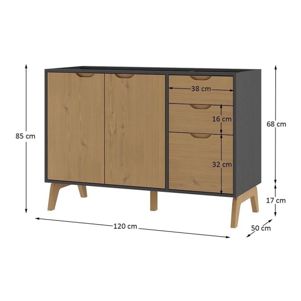 Mueble De Cocina - Bajo Mesada - Aparador - Alacena - Lcm Color Grafito/miel - Imagen 2