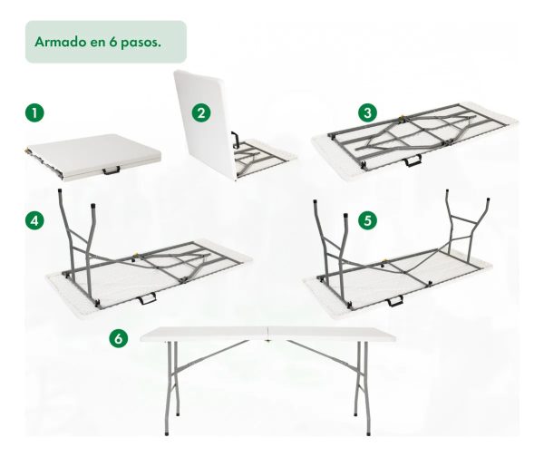 Mesa Plegable Picnic 180cm + 4 Sillas Paris Garden Life Blanco - Imagen 5