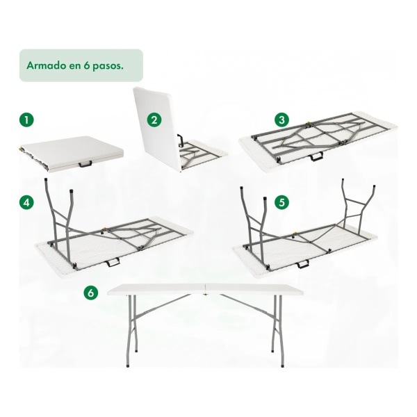 Mesa Plegable Picnic 180cm + 4 Sillas Paris Garden Life Blanco - Imagen 5