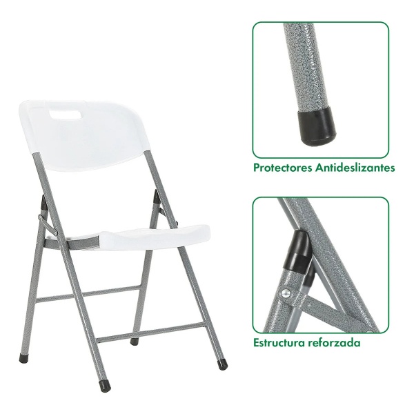 Mesa Plegable Picnic 180cm + 4 Sillas Paris Garden Life Blanco - Imagen 8