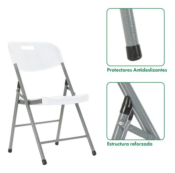 Silla De Jardin Paris Plegable Plastica X6 Garden Life Blanco Silla Paris - Imagen 3