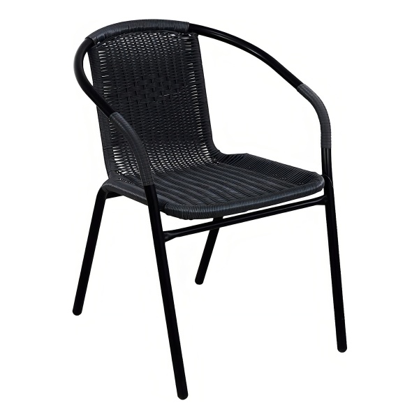 Juego De Jardin Patio Exterior Mesa Sillas Living Rattan Estructura Negro - Imagen 3