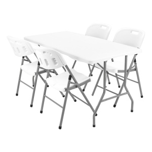 Mesa Plegable Picnic 180cm + 4 Sillas Paris Garden Life Blanco