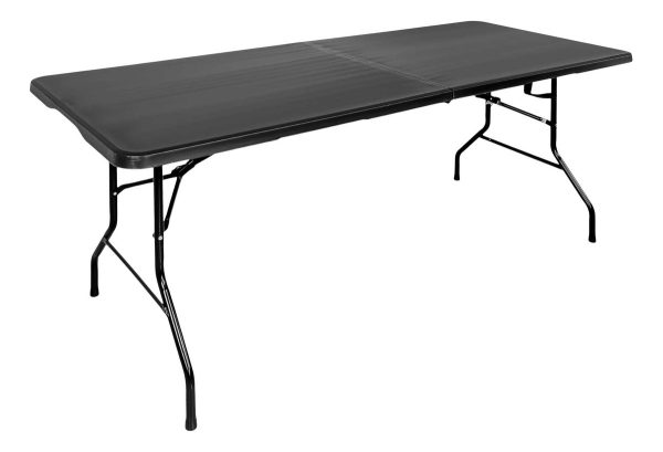 Mesa Plegable 1.80m Portafolio Jardin Exterior Camping Color Negro - Imagen 3