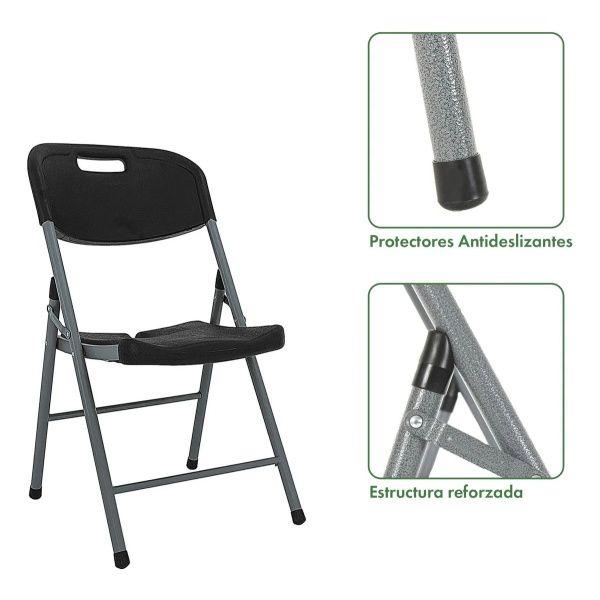 Silla Plegable Paris Exterior Camping Catering Garden Life Negro Lisa - Imagen 3