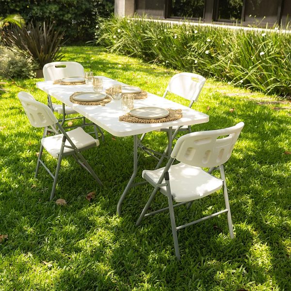Mesa Plegable Picnic 180cm + 4 Sillas Paris Garden Life Blanco - Imagen 10