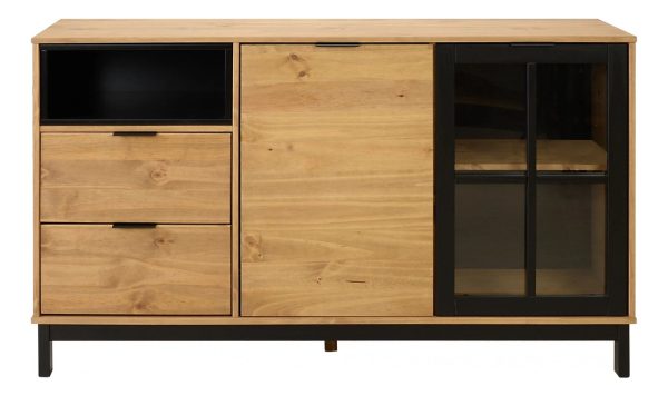 Aparador Bargueño Rack Living Comedor Mueble Madera Ld Lcm Color Miel/negro - Imagen 3
