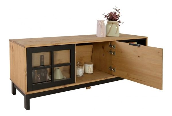 La Cueva Muebles Rack Tv Lcd Led Living Comedor Mueble D Color Negro/miel - Imagen 6