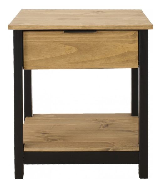 Mesa De Luz Madera - 1 Cajon - Zapatera - Dormitorio - Lcm Color Negro/miel - Imagen 4