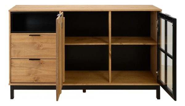 Aparador Bargueño Rack Living Comedor Mueble Madera Ld Lcm Color Miel/negro - Imagen 4