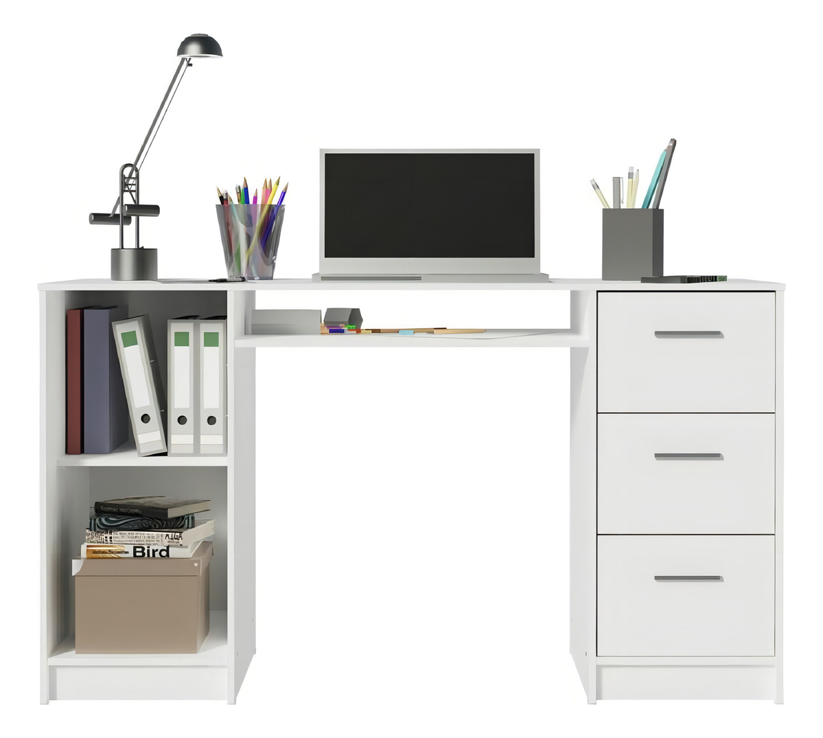 Escritorio Para Pc Madesa 9400091 Alaska 3 Cajones 1 Puerta Color Blanco - Imagen 4