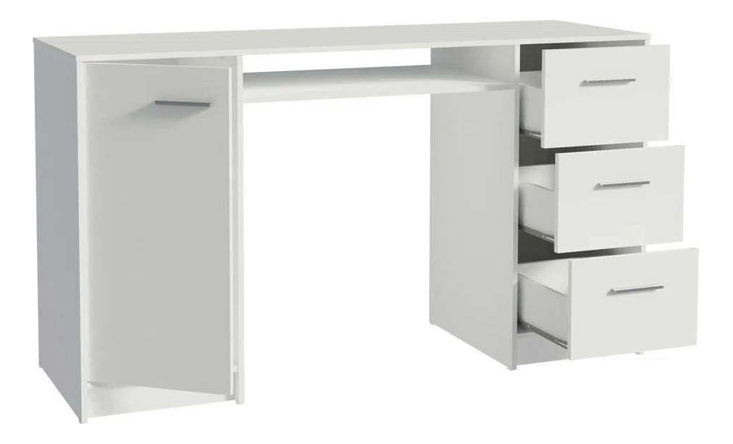 Escritorio Para Pc Madesa 9400091 Alaska 3 Cajones 1 Puerta Color Blanco - Imagen 10