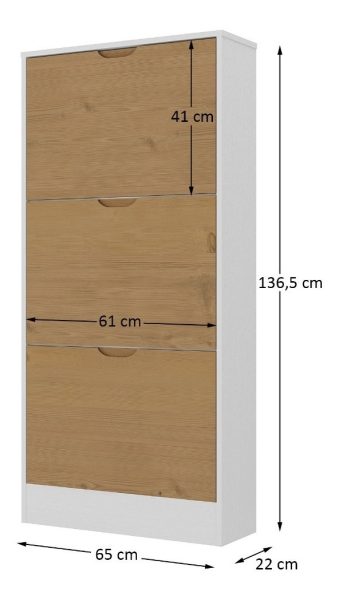 Zapatera Premium 3 Puertas 18 Pares Dormitorio Mueble V Lcm Color Blanco/miel - Imagen 5