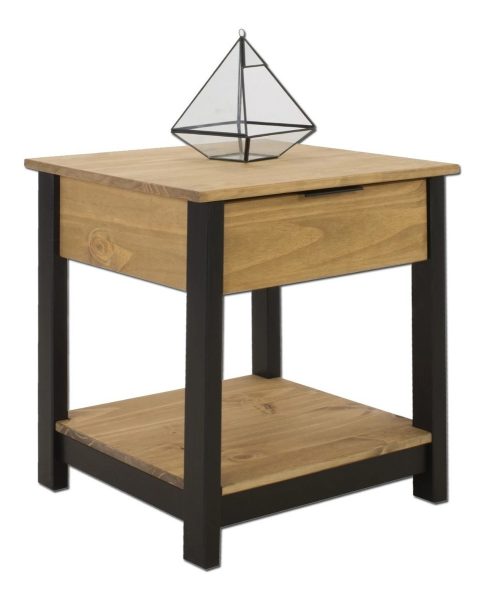 Mesa De Luz Madera - 1 Cajon - Zapatera - Dormitorio - Lcm Color Negro/miel - Imagen 6