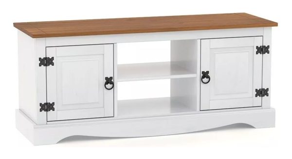 Rack Aparador En Madera Maciza Dos Puertas Linea Mexicana Color Blanco - Imagen 2